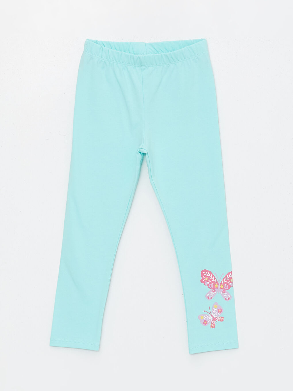 Turkuaz Beli Lastikli Baskılı Kız Bebek Tayt