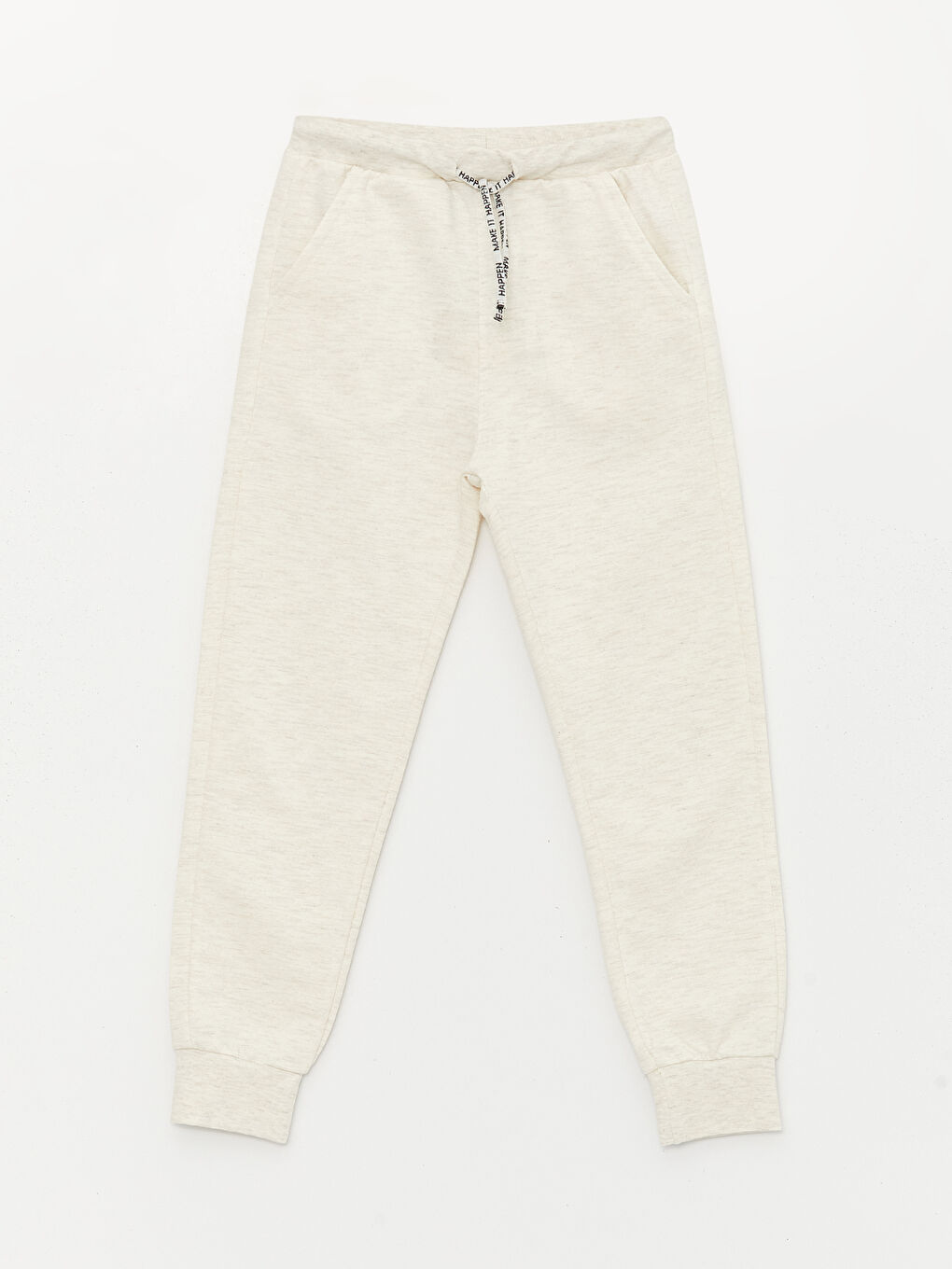 Ekru Beli Lastikli Basic Erkek Çocuk Jogger Eşofman Altı-2