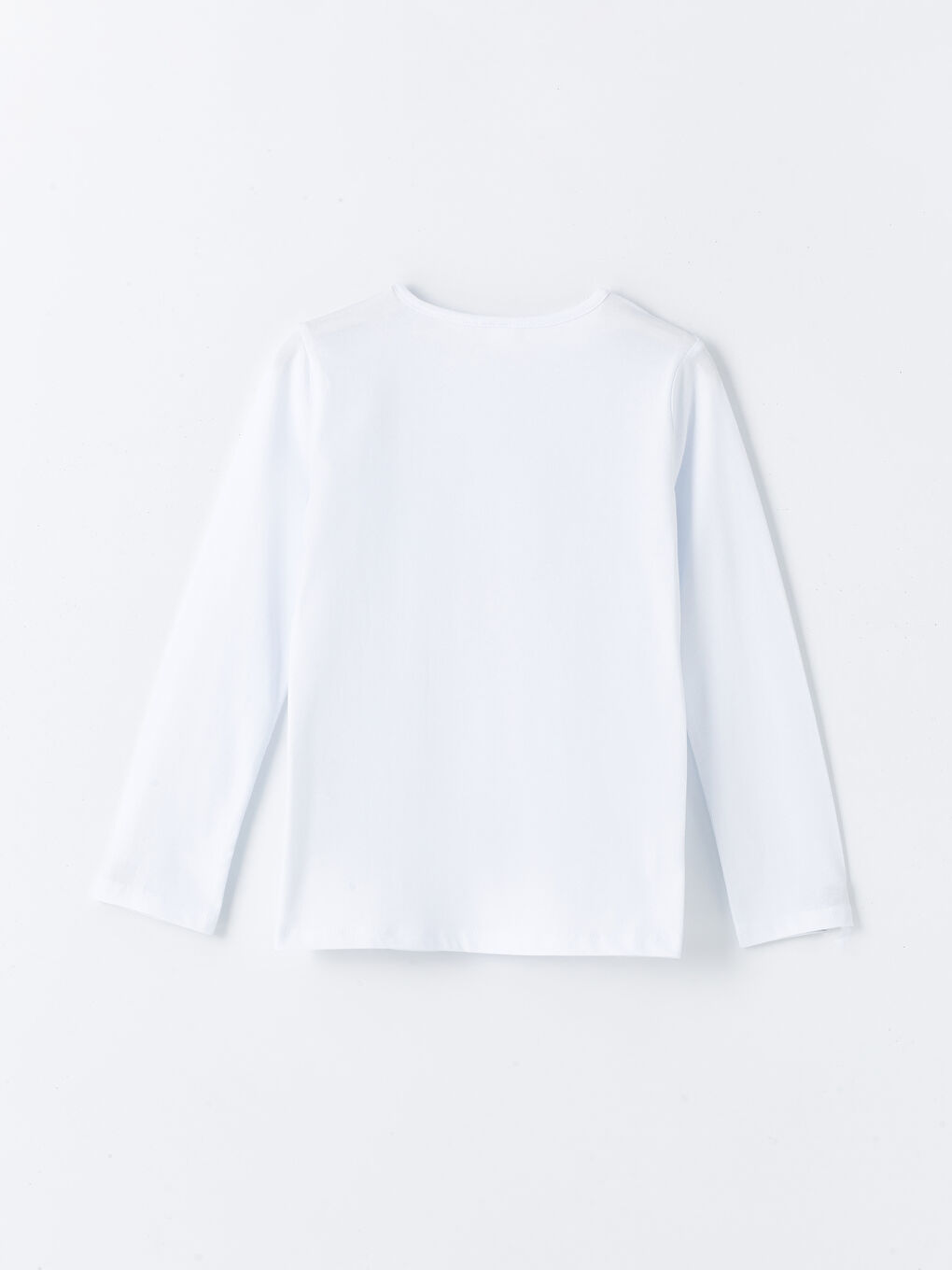 Beyaz Bisiklet Yaka Baskılı Uzun Kollu Kız Çocuk Pijama Üst-1