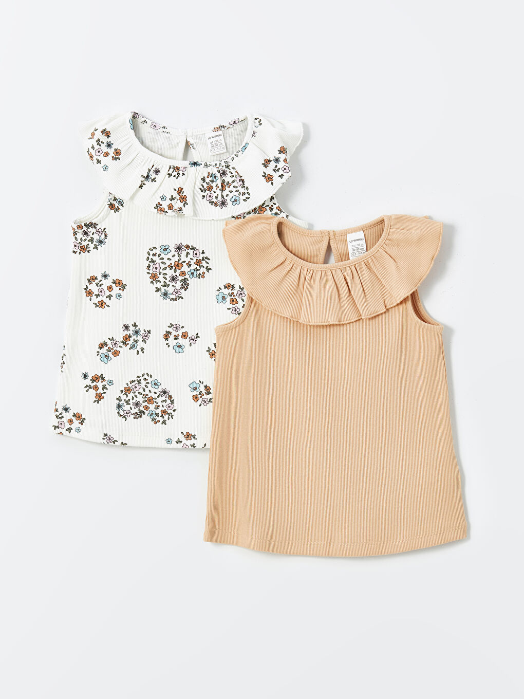 Bisiklet Yaka Kolsuz Kız Bebek Atlet 2'li