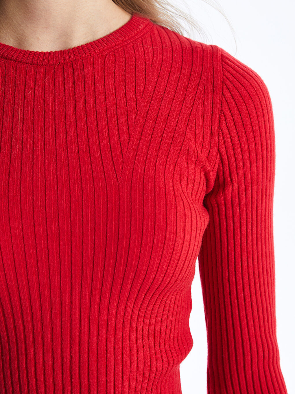 Crew Neck Straight Long Sleeve Women's Knitwear Sweater -S4HF02Z8-HPM