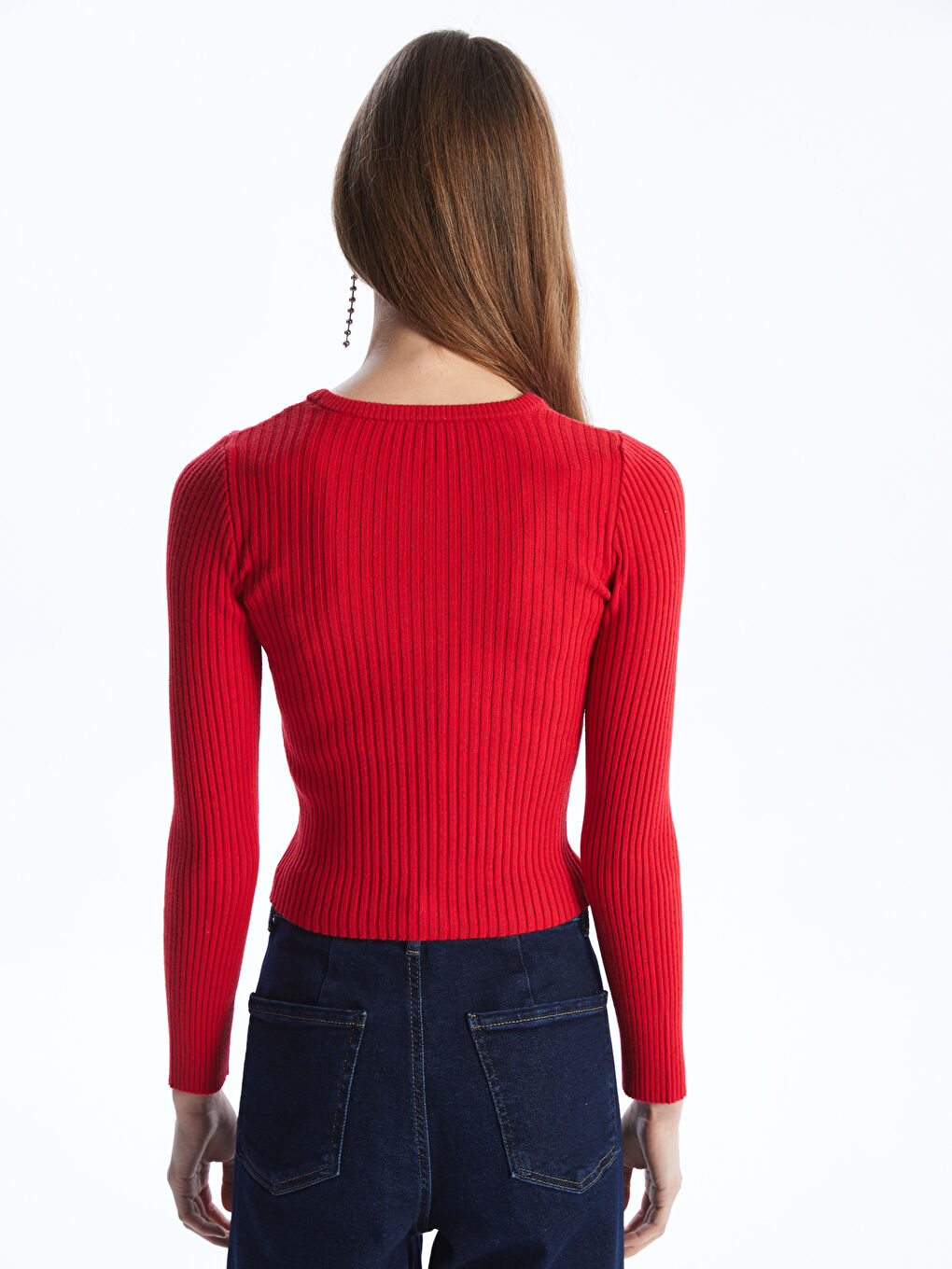 Crew Neck Straight Long Sleeve Women's Knitwear Sweater -S4HF02Z8-HPM