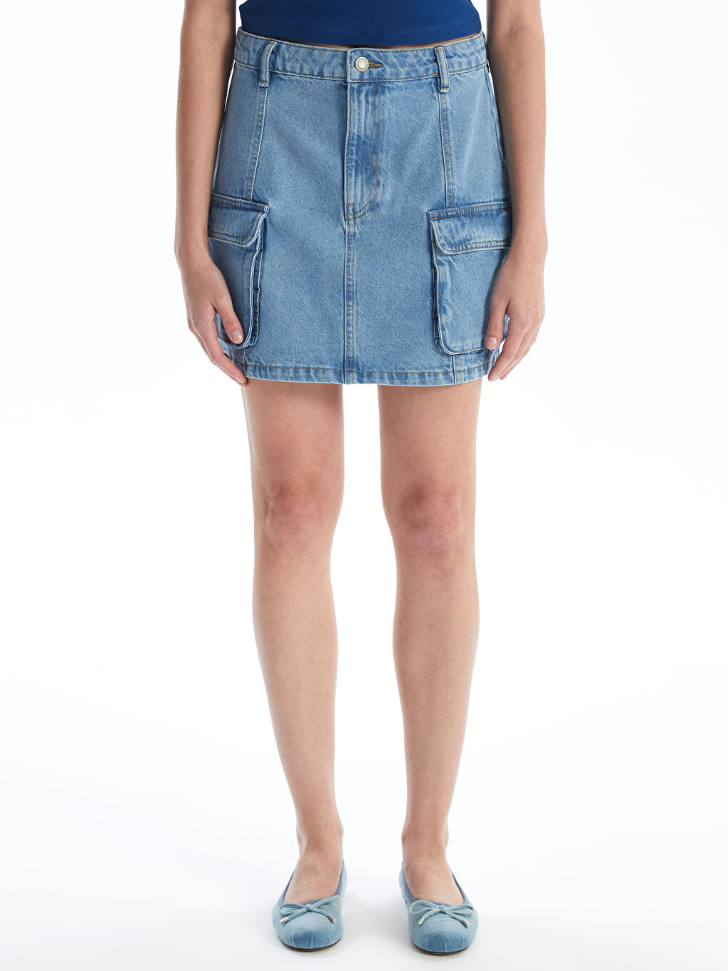 Standard Fit Women's Cargo Denim Skirt -S4HF44Z8-311