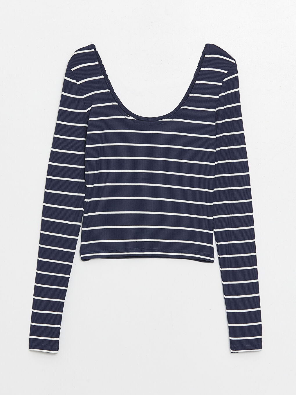 U-Neck Striped Long Sleeve Women's Crop -S4HF62Z8-LJX