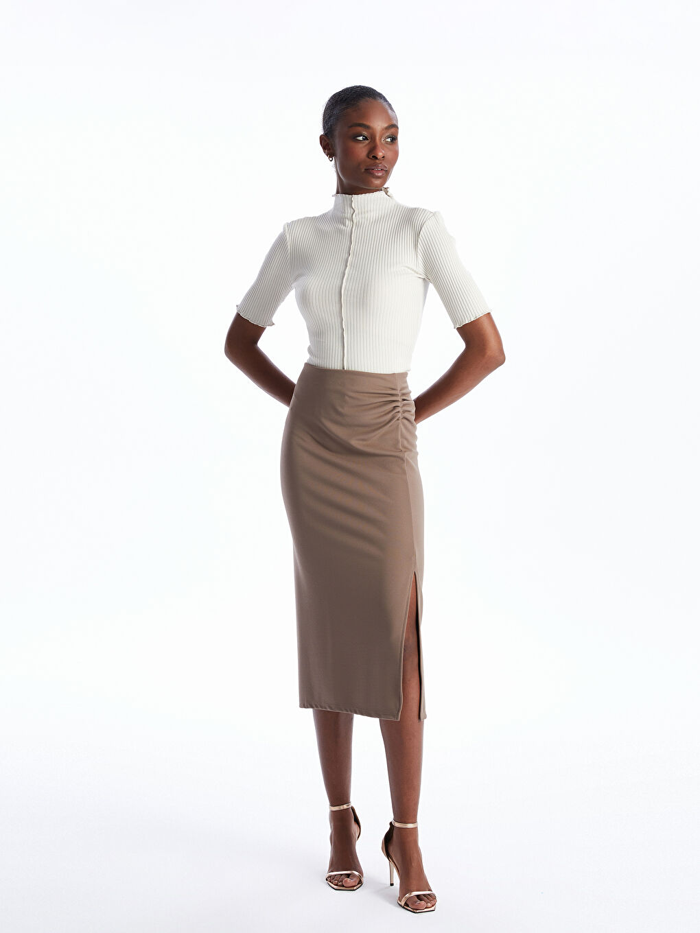 Slim Fit Regular A-Cut Crepe Women's Skirt -S4HF76Z8-FN0