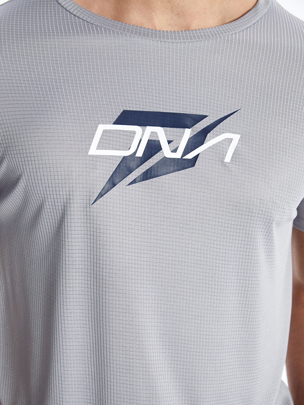 Gri Bisiklet Yaka Kısa Kollu Erkek Spor Tişört-2