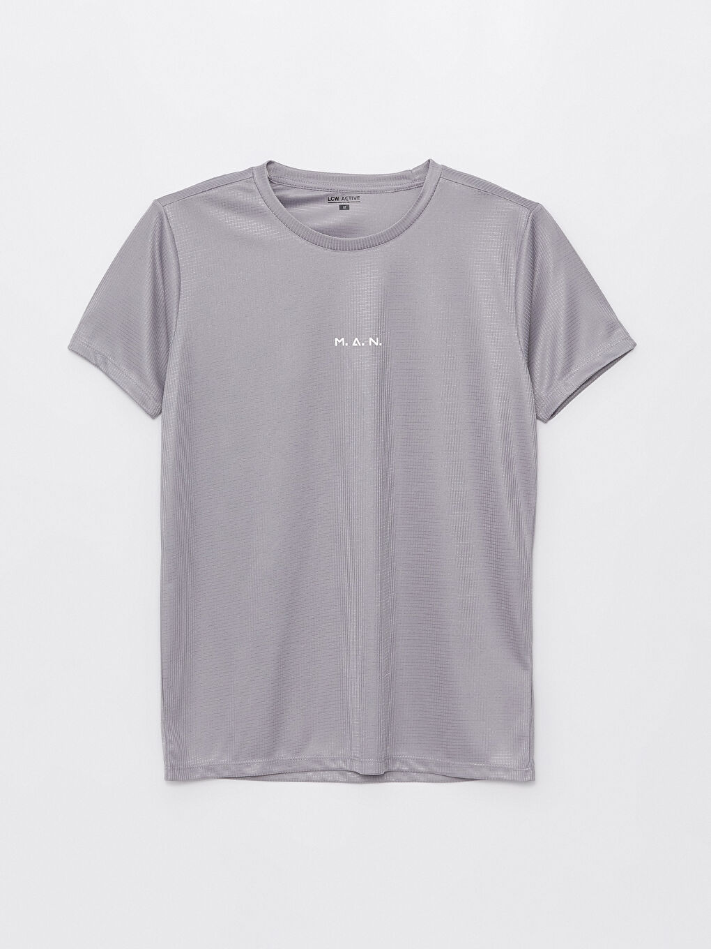 Gri Bisiklet Yaka Kısa Kollu Erkek Spor Tişört-5