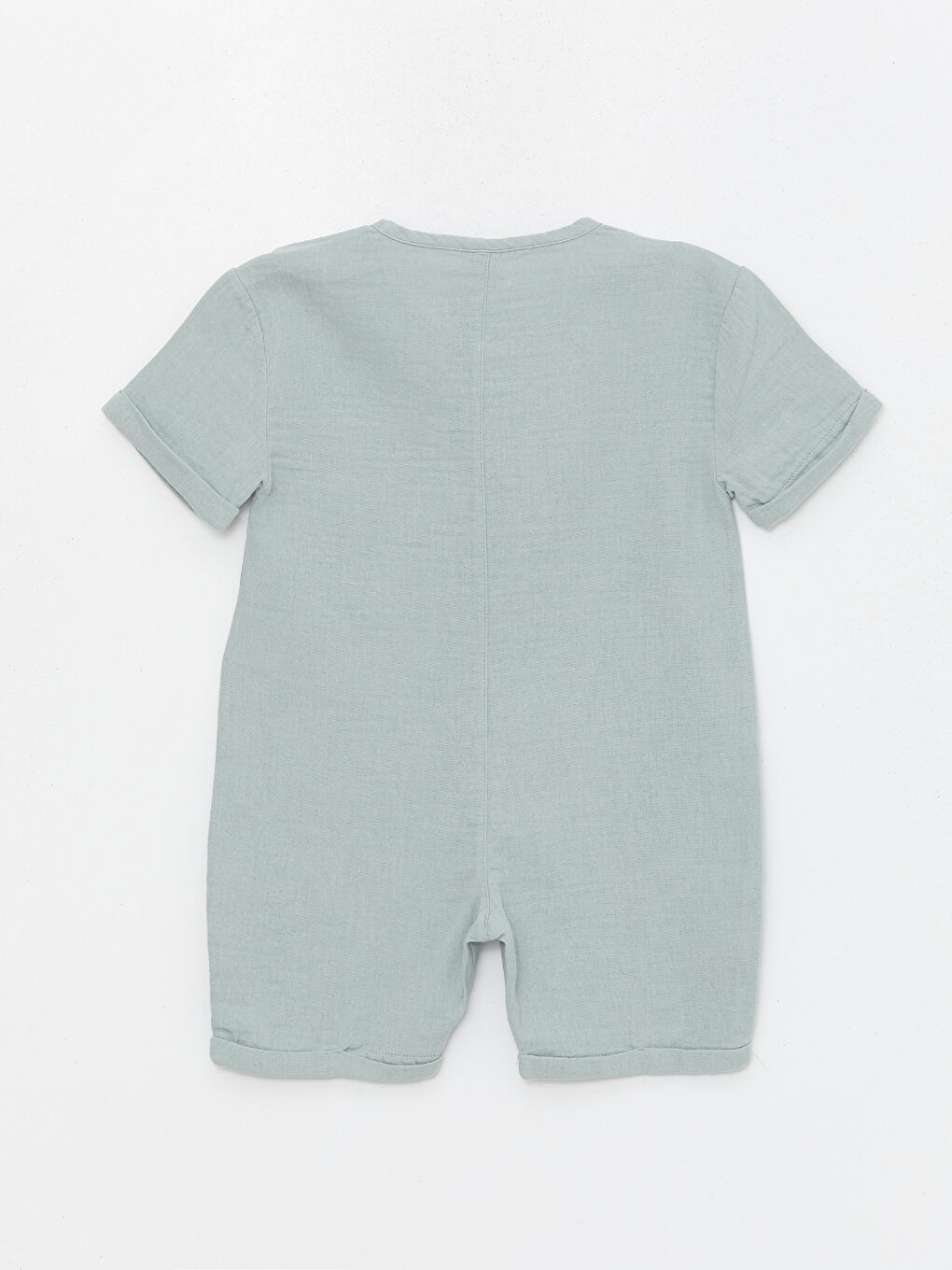 Yeşil Bisiklet Yaka Kısa Kollu Basic Erkek Bebek Tulum-1