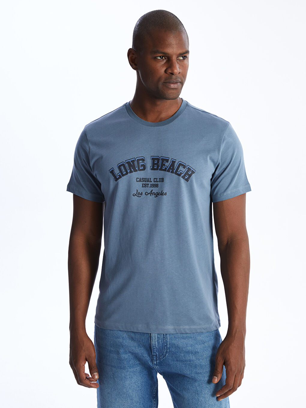 İndigo Bisiklet Yaka Kısa Kollu Baskılı Penye Erkek Tişört