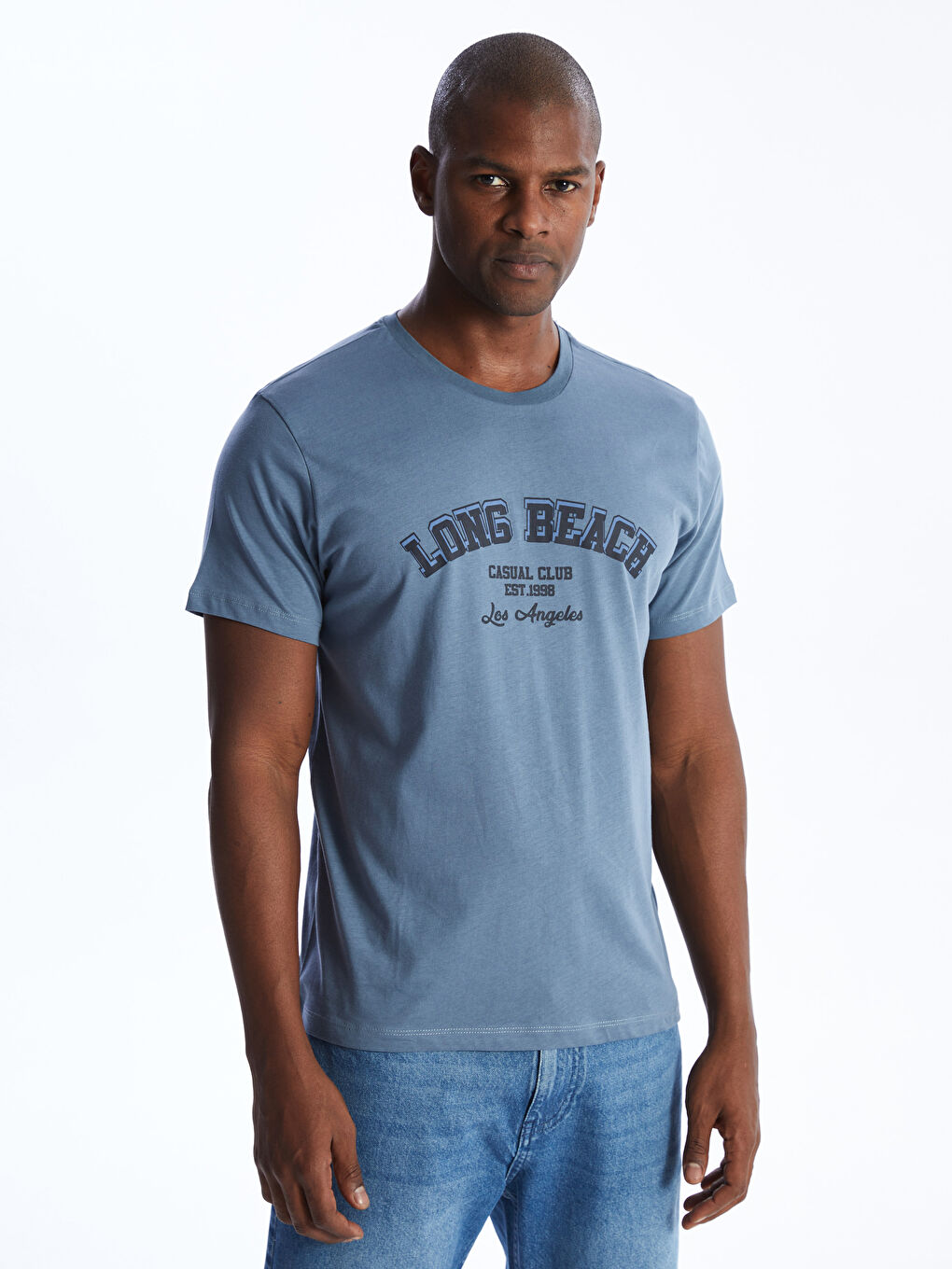 İndigo Bisiklet Yaka Kısa Kollu Baskılı Penye Erkek Tişört-1