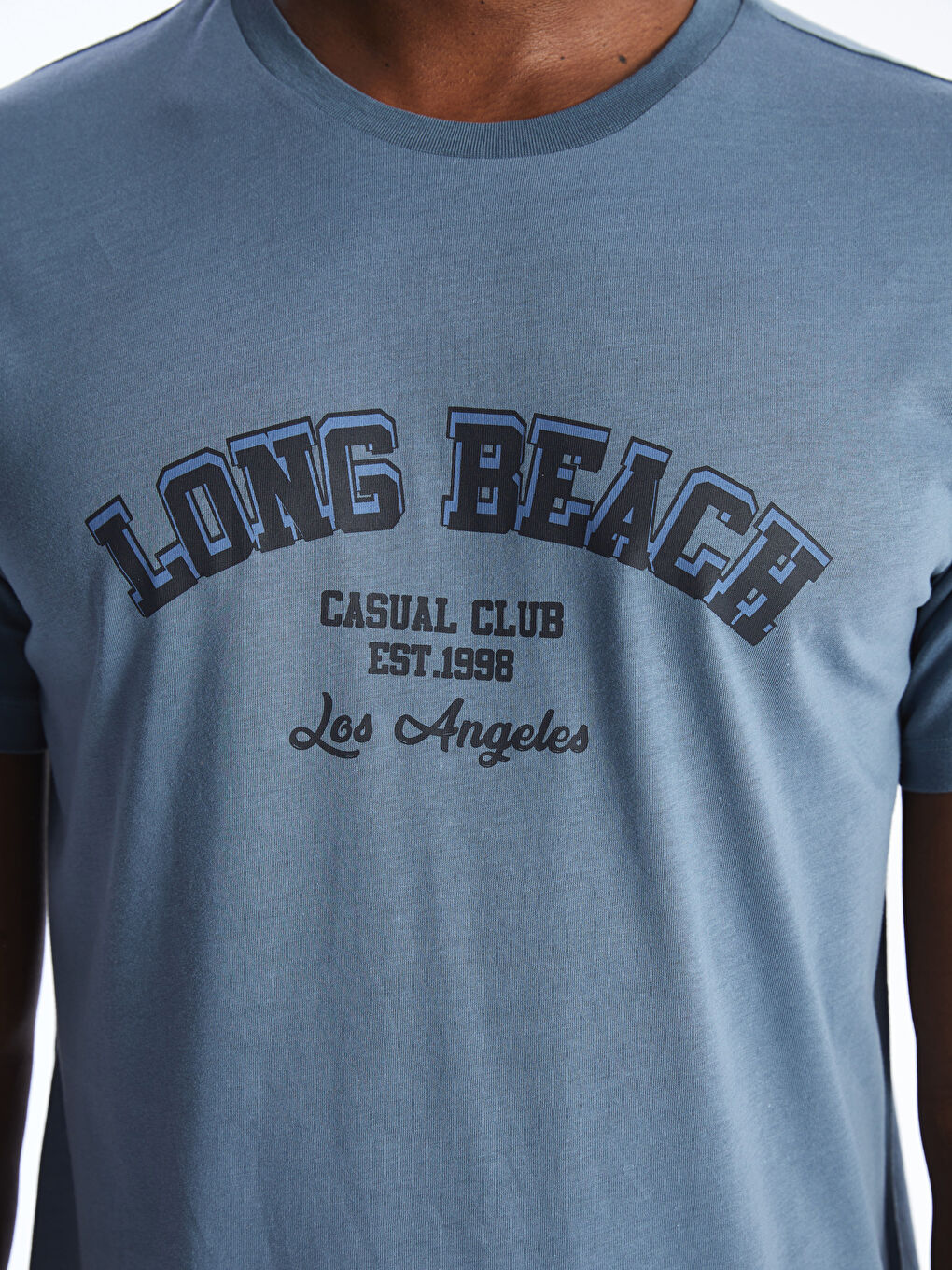 İndigo Bisiklet Yaka Kısa Kollu Baskılı Penye Erkek Tişört-3