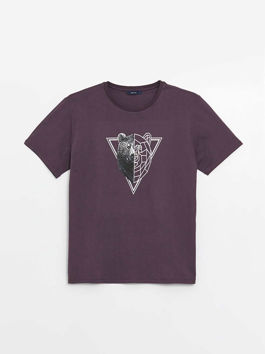 Mürdüm Bisiklet Yaka Kısa Kollu Baskılı Penye Erkek Tişört-5