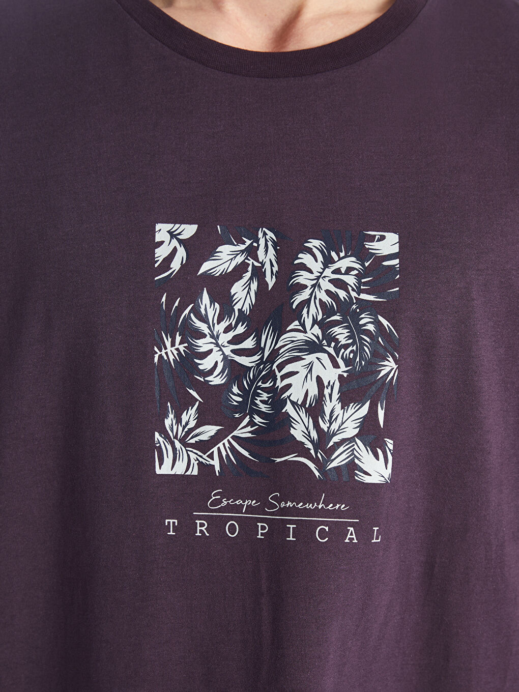 Mürdüm Bisiklet Yaka Kısa Kollu Baskılı Penye Erkek Tişört-3