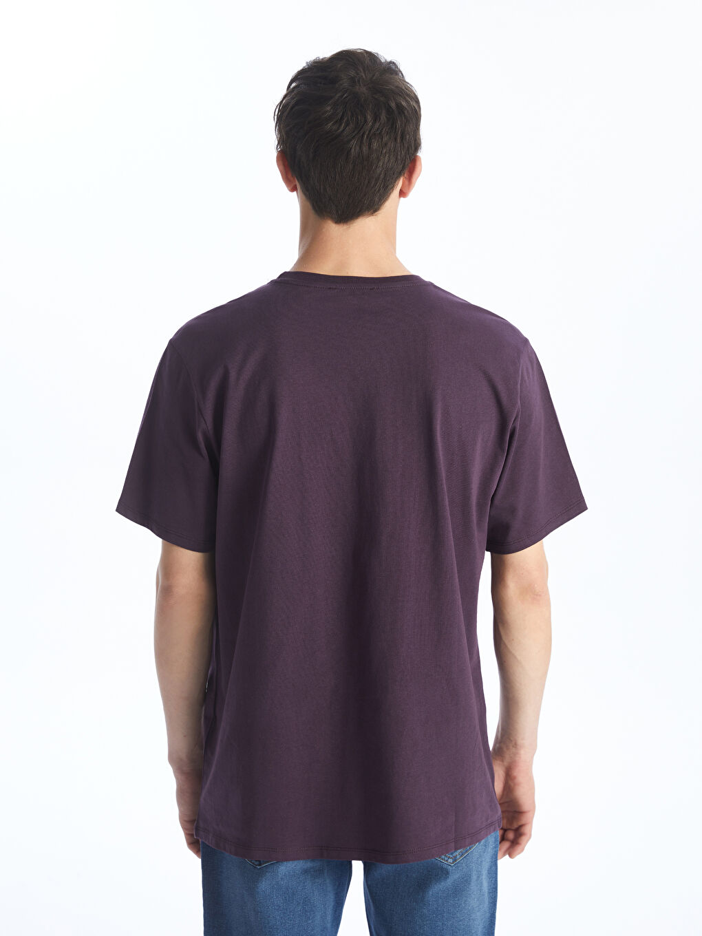 Mürdüm Bisiklet Yaka Kısa Kollu Baskılı Penye Erkek Tişört-4