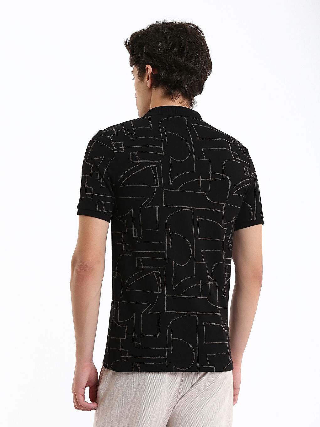 Polo Neck Short Sleeve Patterned Men's T-Shirt-8
