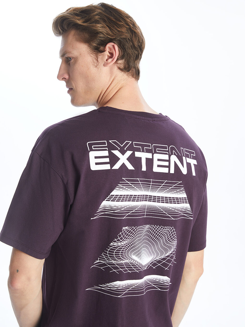 Mürdüm Bisiklet Yaka Kısa Kollu Baskılı Penye Erkek Tişört