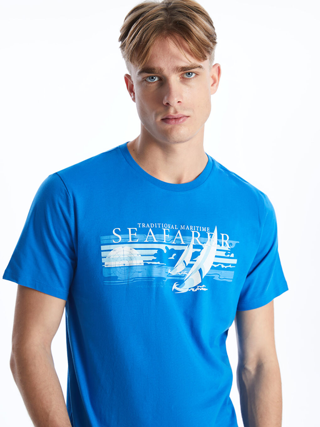 Crew Neck Short Sleeve Printed Combed Cotton Men's T-shirt