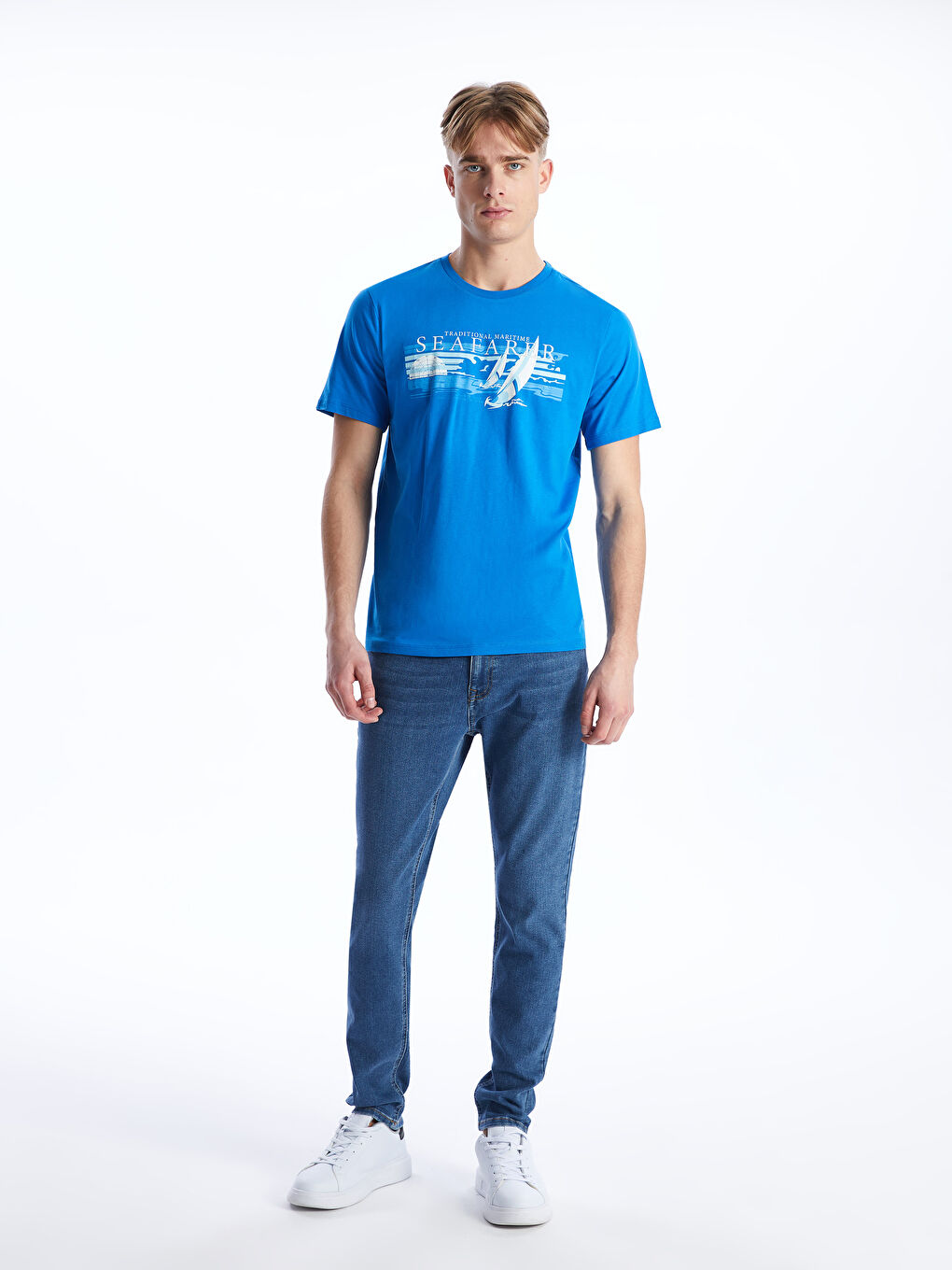 Crew Neck Short Sleeve Printed Combed Cotton Men's T-shirt-2