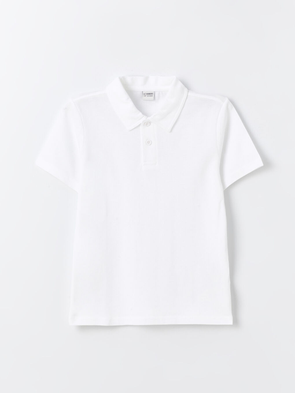 Beyaz Polo Yaka Basic Kısa Kollu Erkek Çocuk Tişört-3