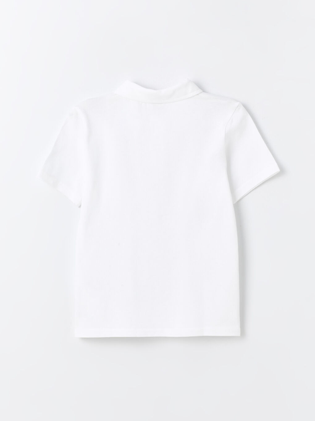 Beyaz Polo Yaka Basic Kısa Kollu Erkek Çocuk Tişört-4
