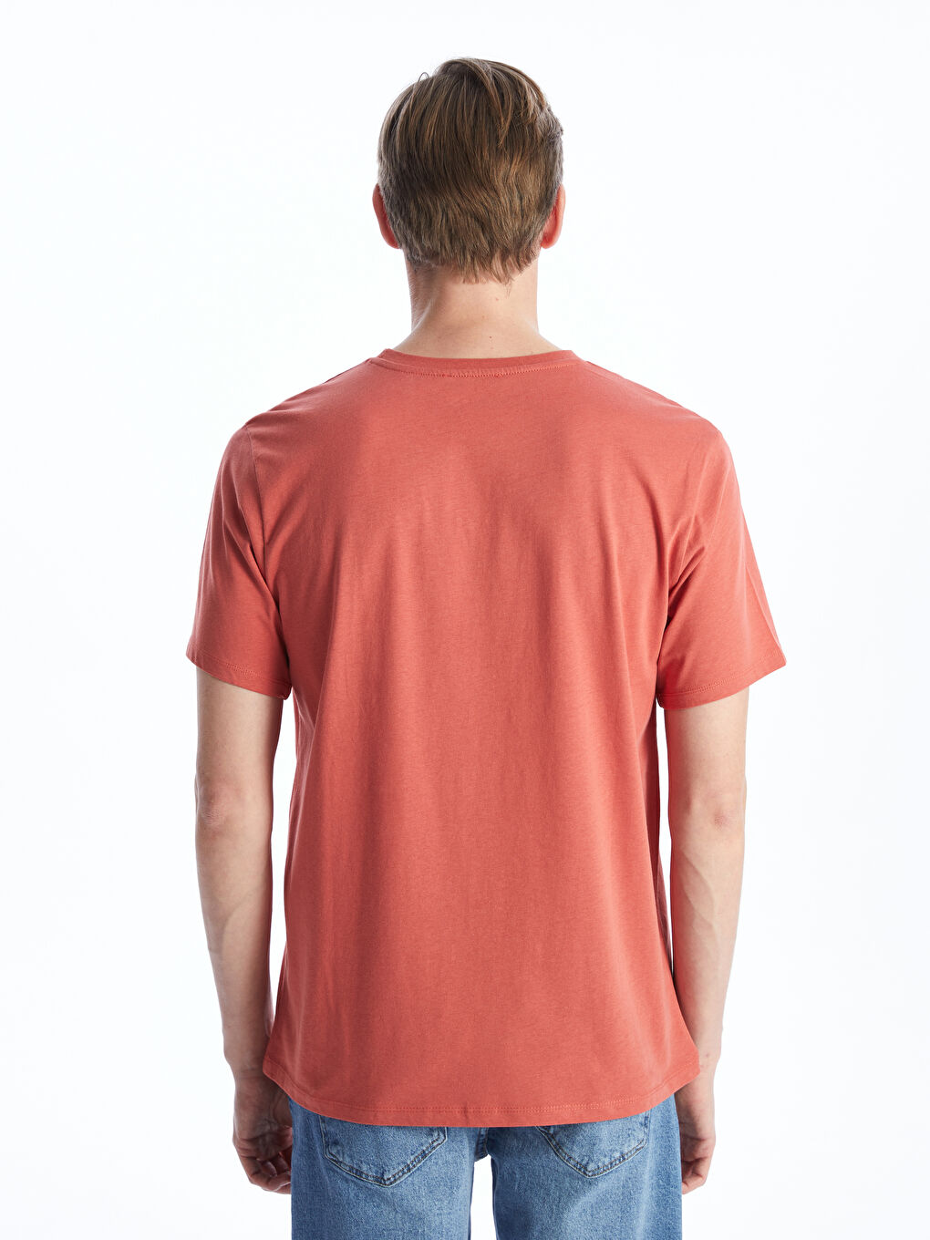 Kahverengi Bisiklet Yaka Kısa Kollu Baskılı Penye Erkek Tişört-4