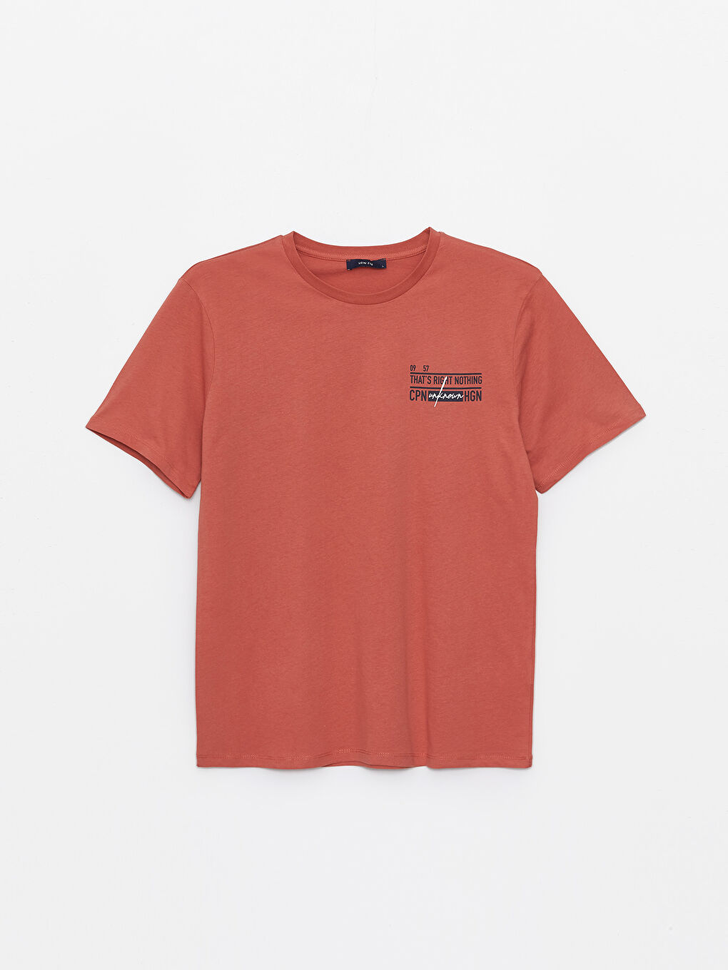 Kahverengi Bisiklet Yaka Kısa Kollu Baskılı Penye Erkek Tişört-5