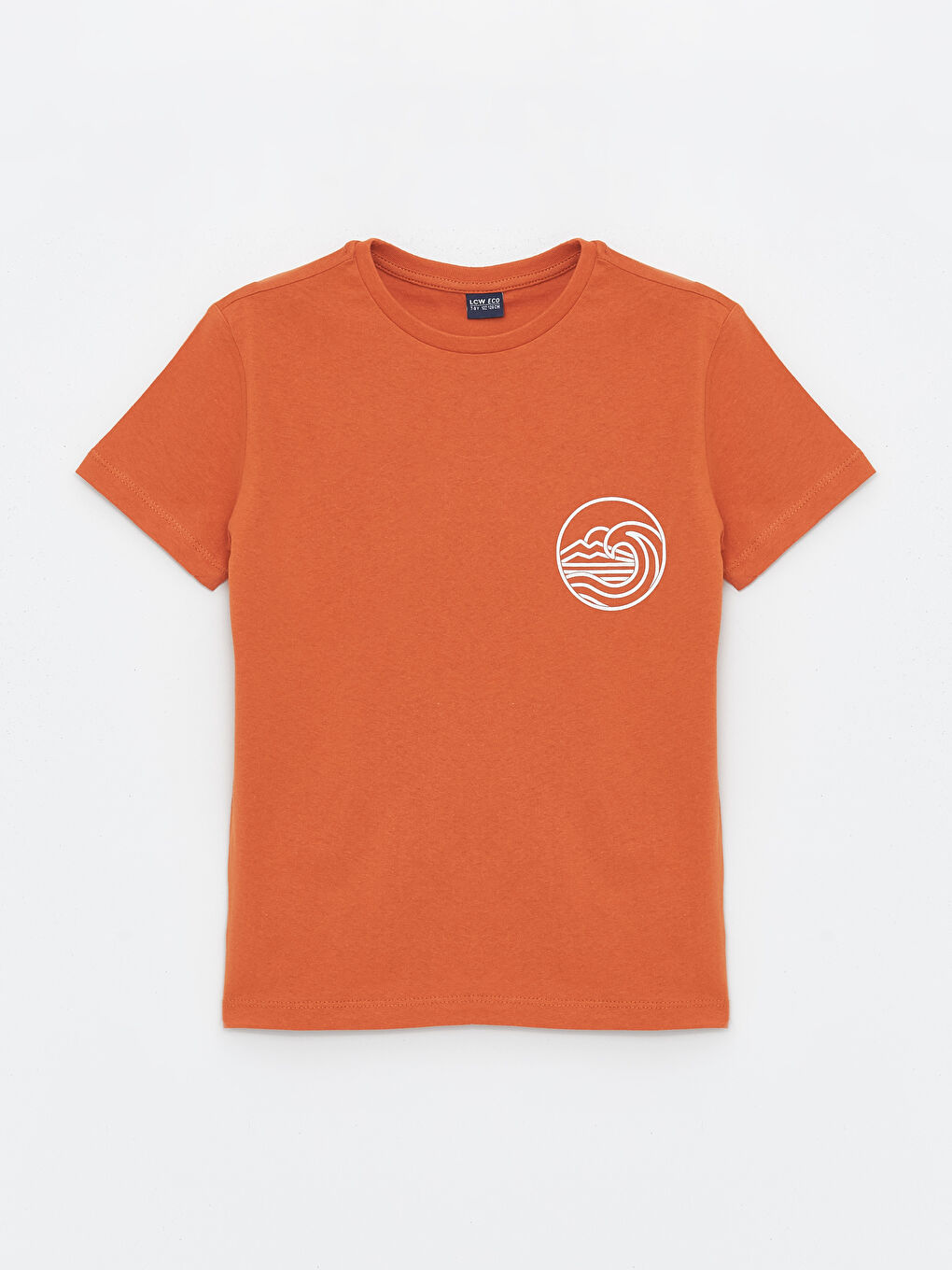 Turuncu Bisiklet Yaka Baskılı Kısa Kollu Erkek Çocuk Tişört