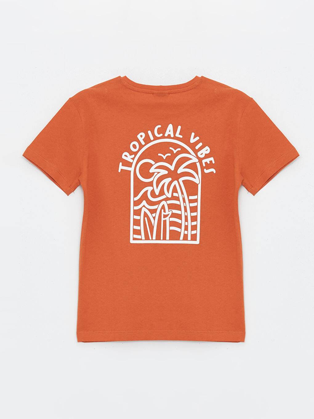 Turuncu Bisiklet Yaka Baskılı Kısa Kollu Erkek Çocuk Tişört-1