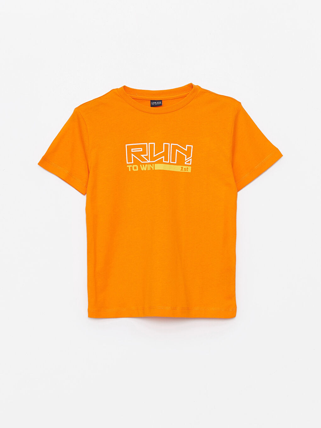 Turuncu Bisiklet Yaka Baskılı Kısa Kollu Erkek Çocuk Tişört
