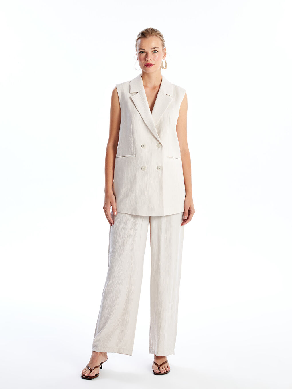 Jacket Collar Plain Satin Women's Classic Vest -S4HH86Z8-FHL