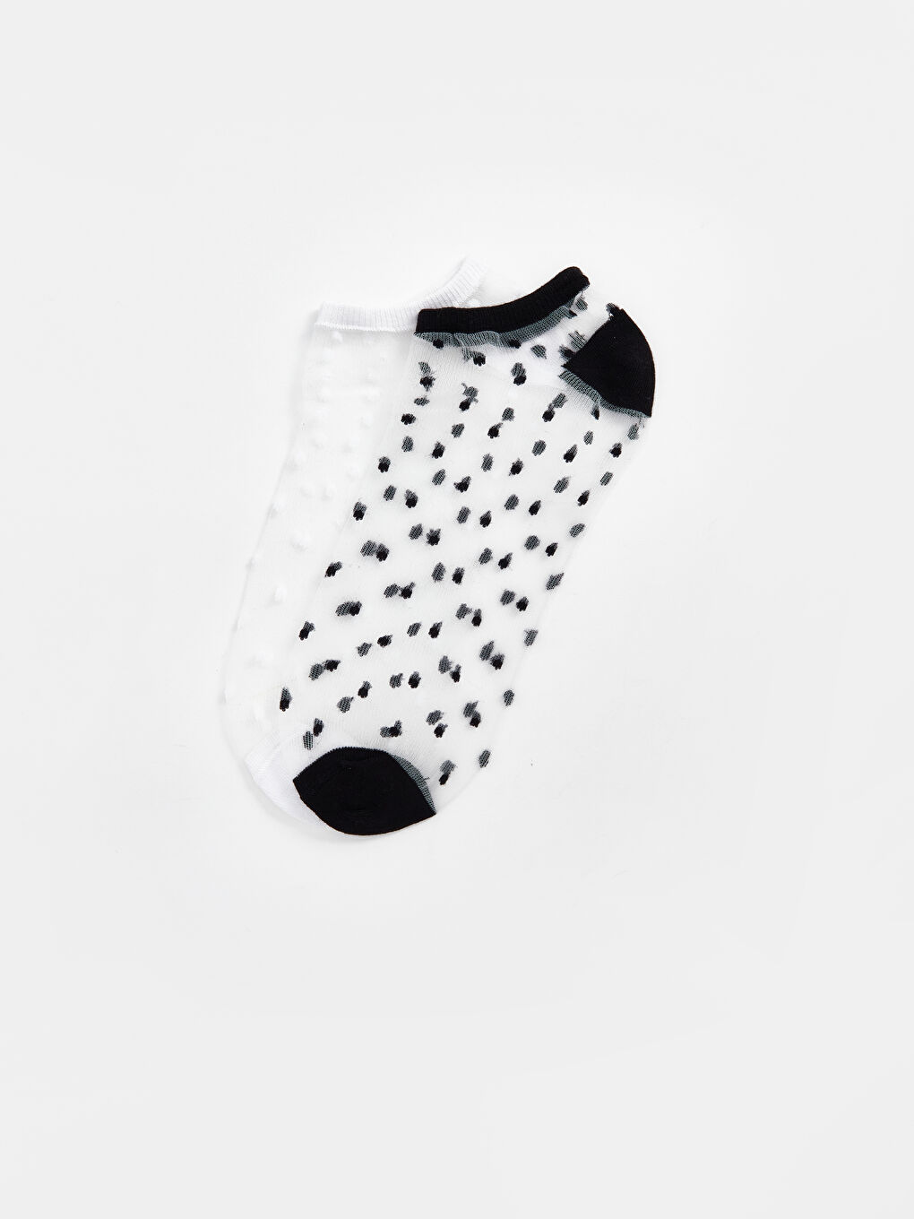 Siyah Desenli Kadın Patik Çorap 2'li-1