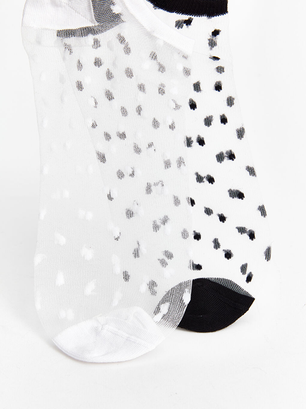 Siyah Desenli Kadın Patik Çorap 2'li-3