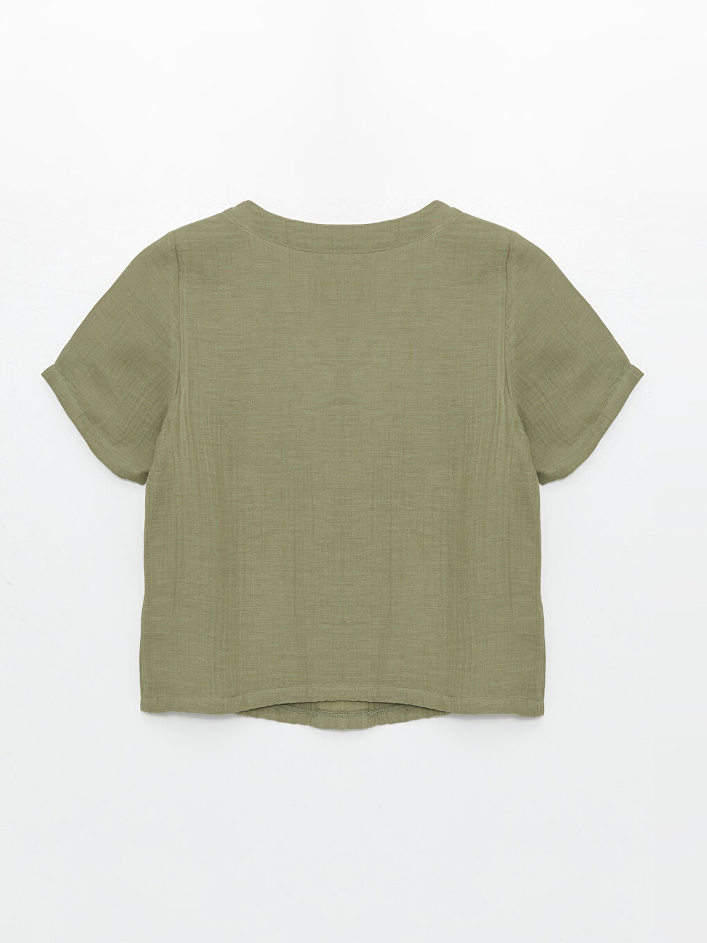 Yeşil V Yaka Dokulu Kadın Pijama Üstü-1