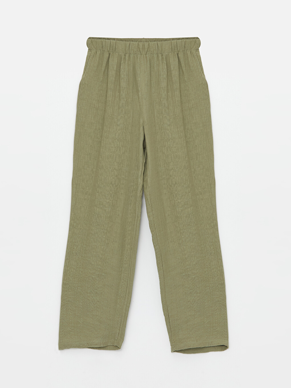 Yeşil Beli Lastikli Dokulu Kadın Pijama Altı-2