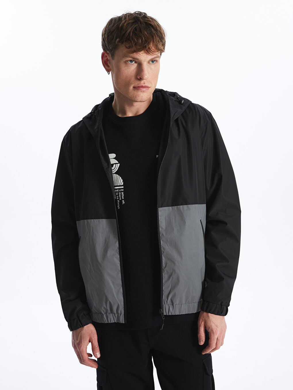 Regular Fit Hooded Men's Raincoat