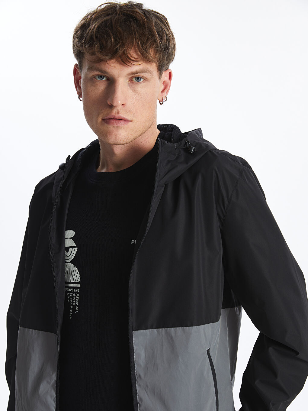 Regular Fit Hooded Men's Raincoat-2