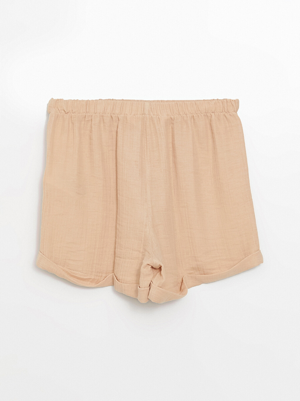Bej Beli Lastikli Kadın Şort Pijama Altı-1
