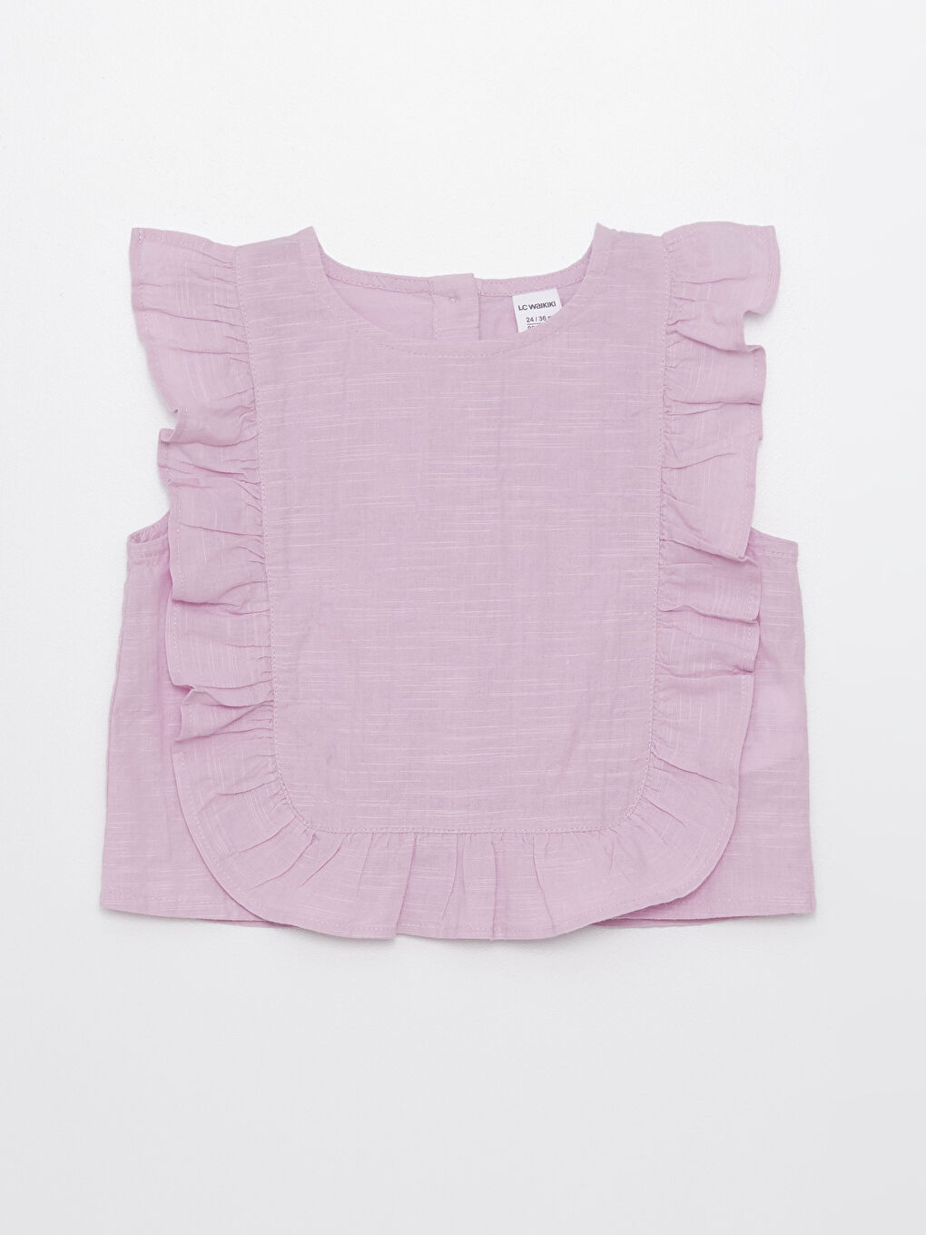 Lila Bisiklet Yaka Fırfırlı Kız Çocuk Bluz