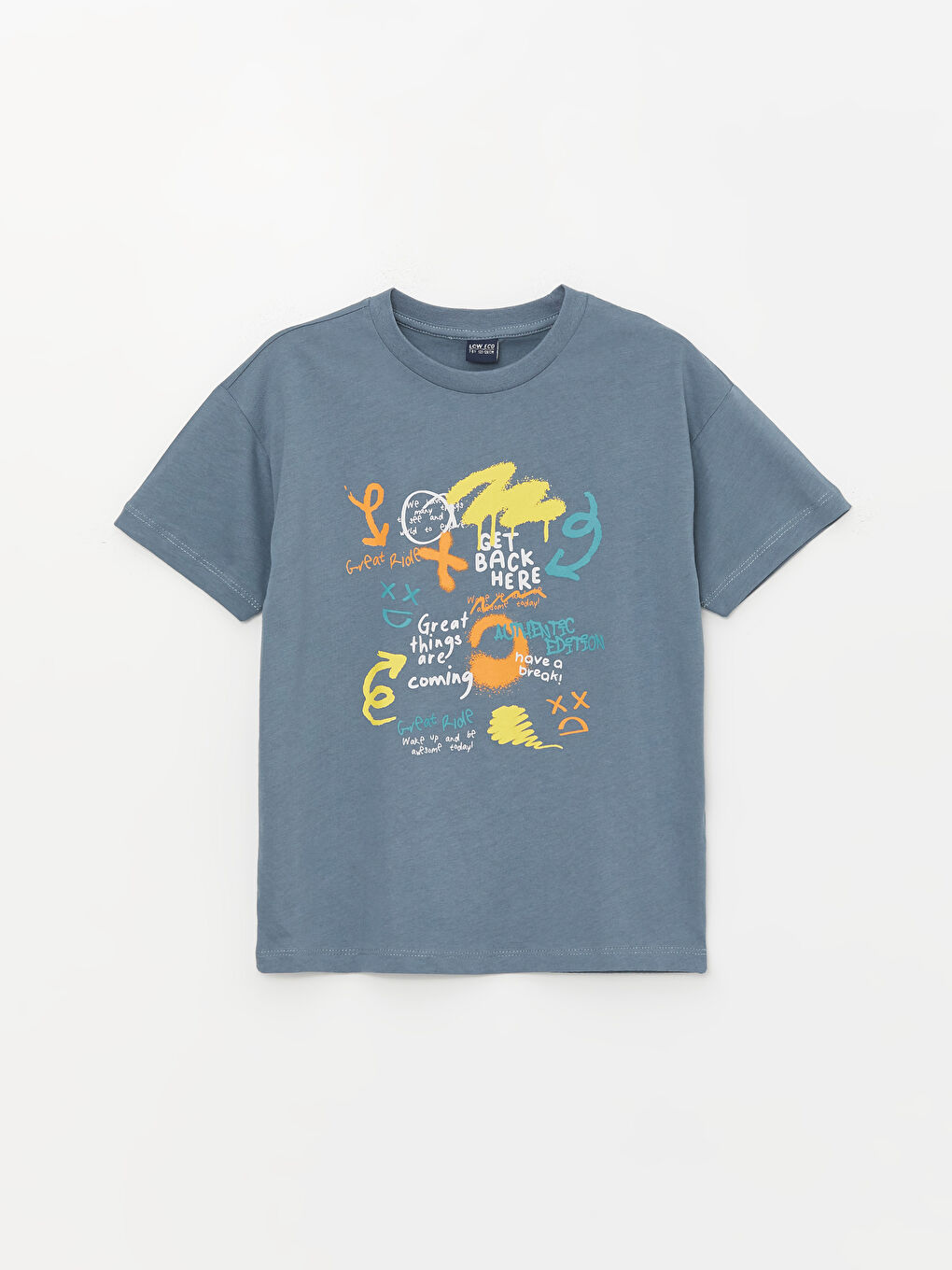 İndigo Rahat Kalıp Bisiklet Yaka Erkek Çocuk Tişört