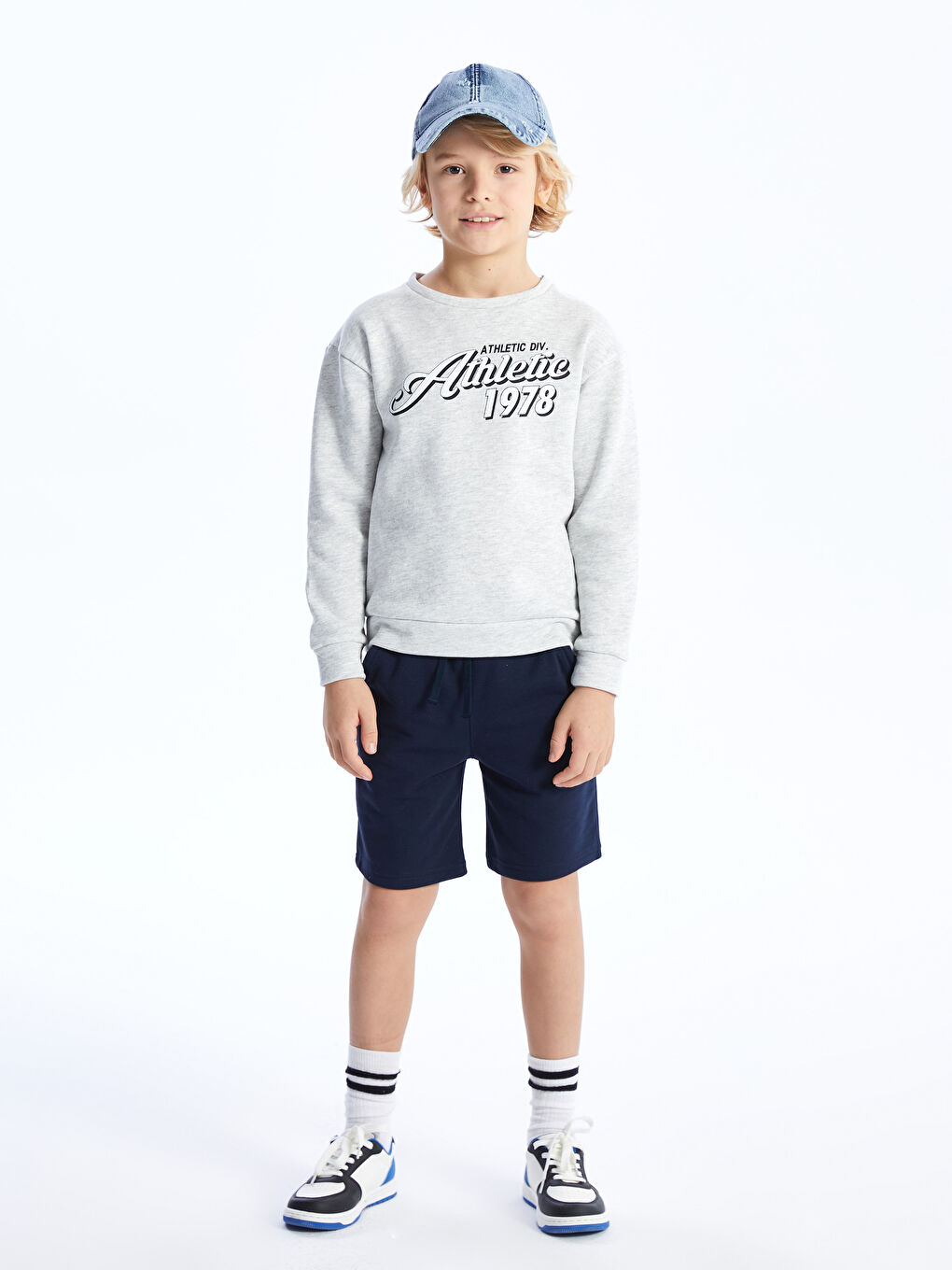 Lacivert Beli Lastikli Basic Erkek Çocuk Şort-1