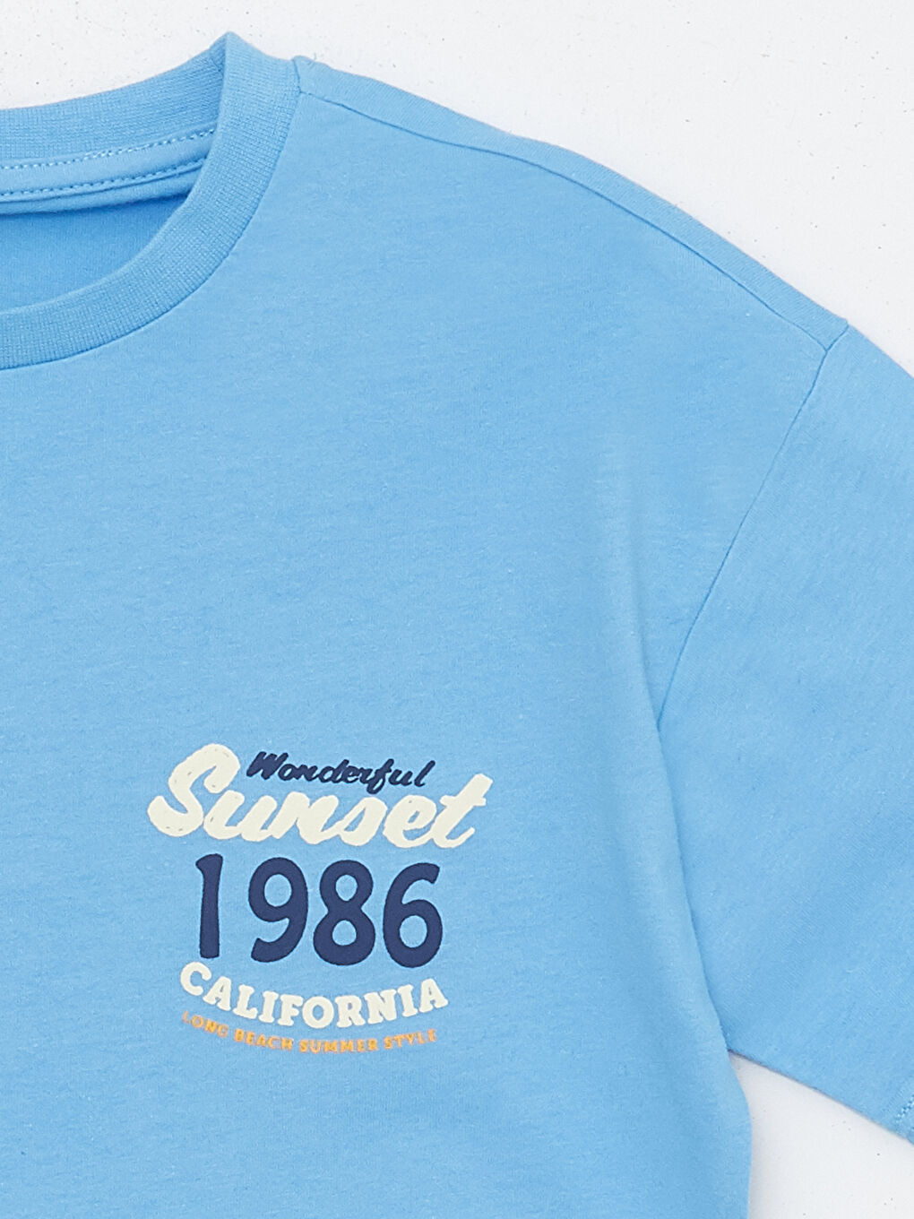 Mavi Bisiklet Yaka Baskılı Kısa Kollu Erkek Çocuk Tişört-2