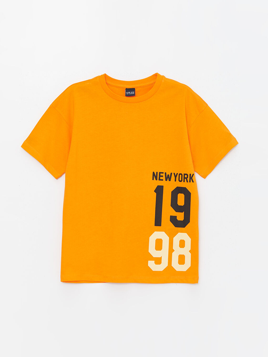 Turuncu Rahat Kalıp Bisiklet Yaka Erkek Çocuk Tişört