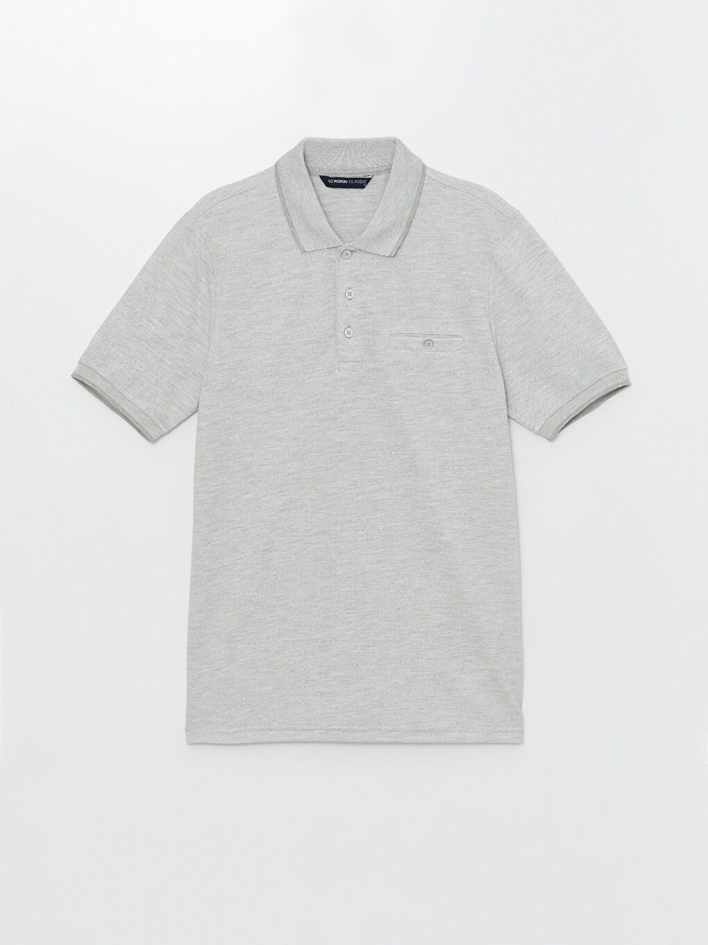 Gri Polo Yaka Merserize Görünümlü Erkek Tişört-4