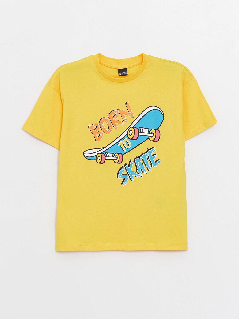 Sarı Rahat Kalıp Bisiklet Yaka Erkek Çocuk Tişört