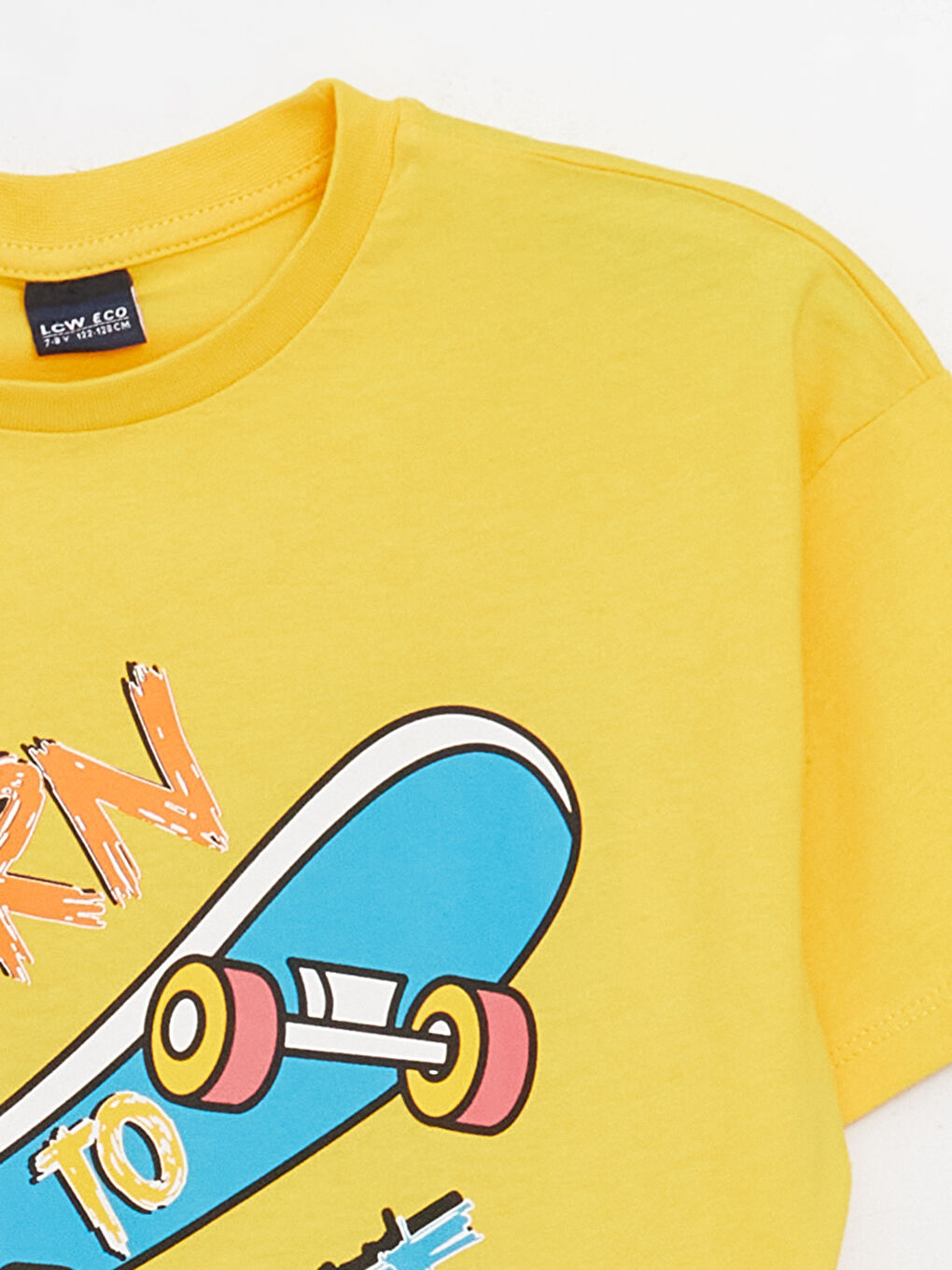 Sarı Rahat Kalıp Bisiklet Yaka Erkek Çocuk Tişört-1