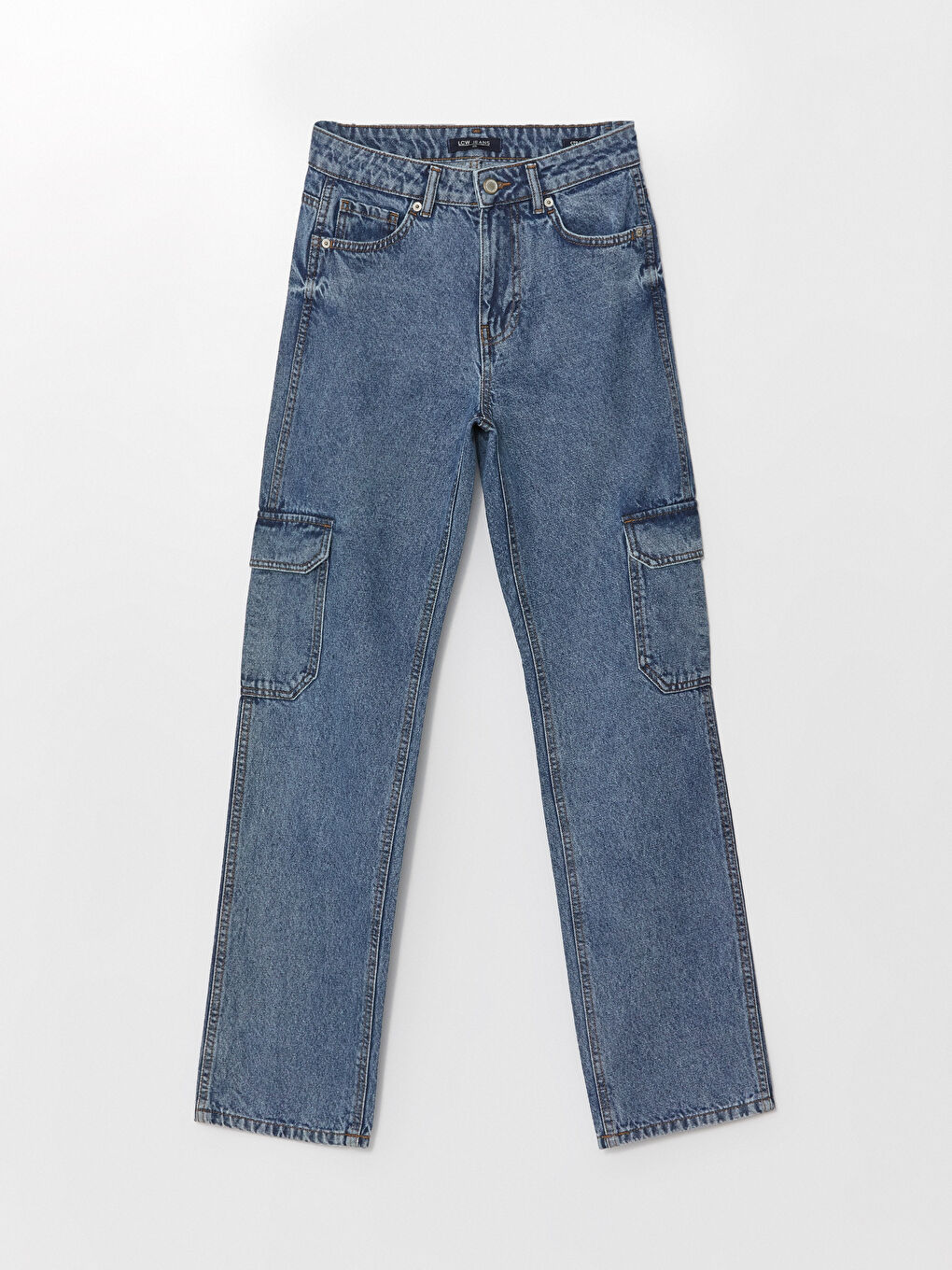 Straight Fit Women's Cargo Jeans-5