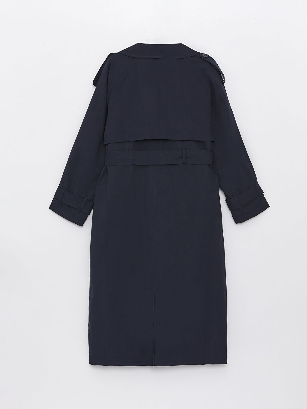 Lacivert Ceket Yaka Oversize Kadın Trençkot-7