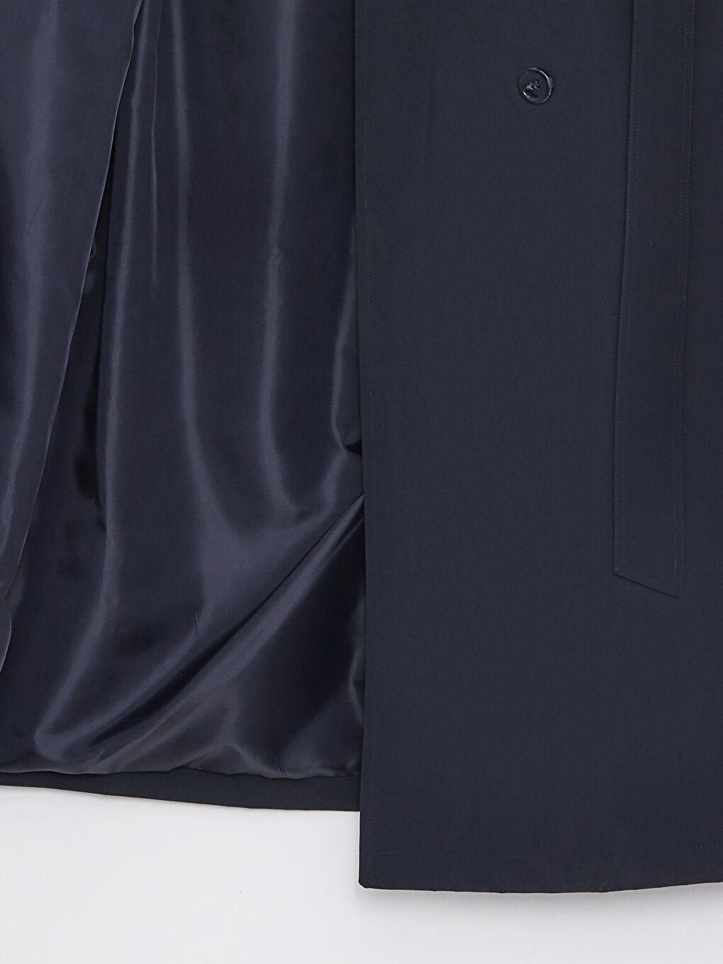 Lacivert Ceket Yaka Oversize Kadın Trençkot-8