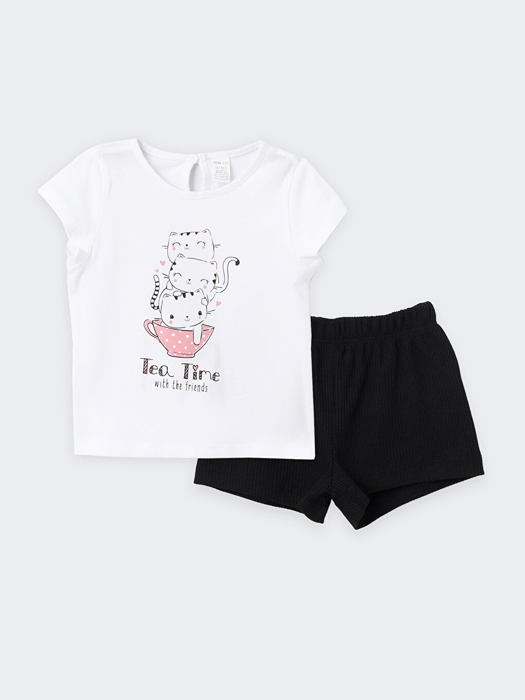 Okrugli izrez štampana majica i šorts za bebe devojčice - komplet od 2 dela