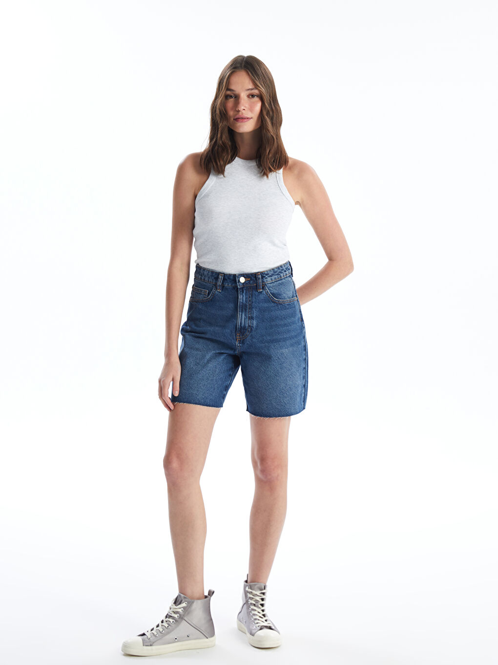 Ženski teksas šorts bermuda fit -S4HJ77Z8-507
